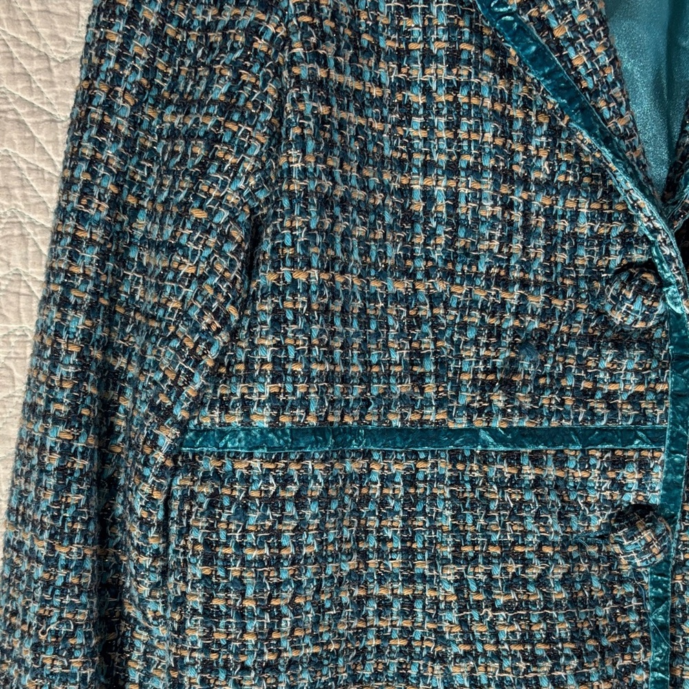 Liz Claiborne Women's Textured Blazer - Blue and Black - Picture 5 of 10